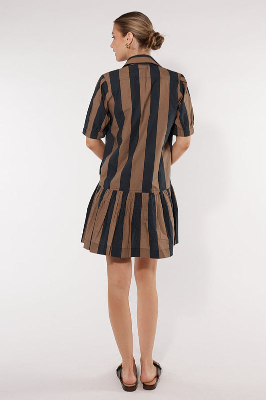 Itami Giverny Dress Stripe (Brown)