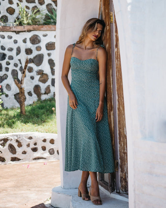 Heychic Miriam Floral Midi Dress (Green)