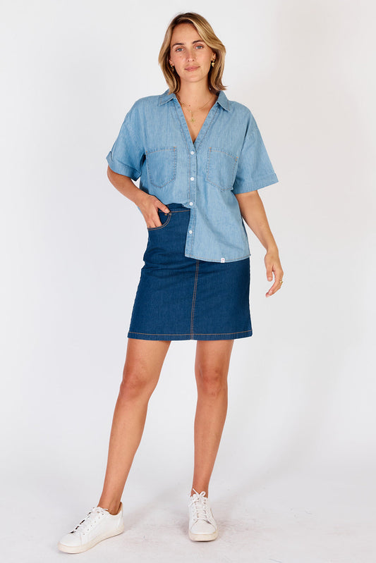 Image of a model wearing Skirts. Productname: IBSA Durango Skirt Dark in Dark colour by brand - I.B.S.A