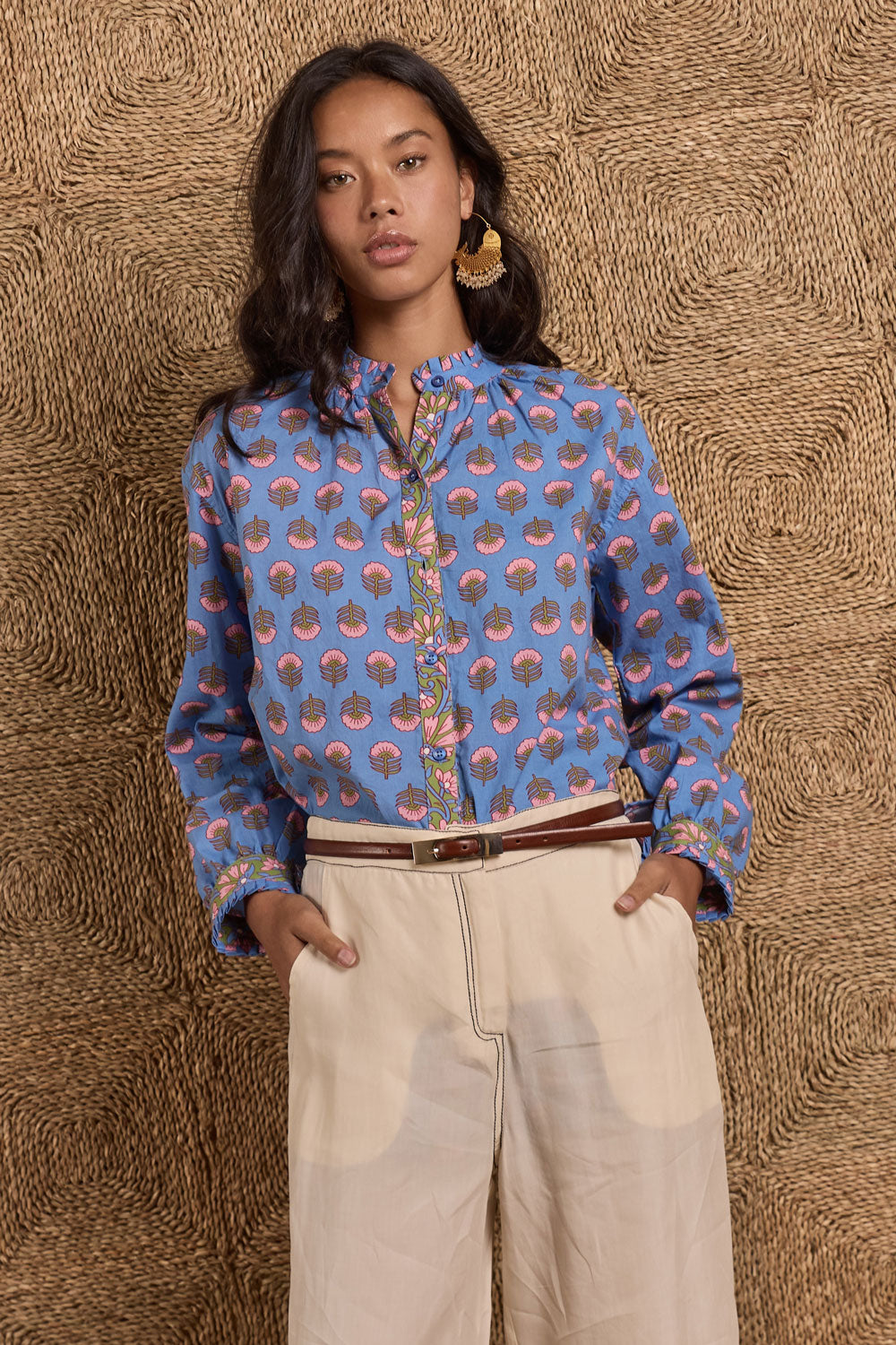 Image of Shirts. Product name - IBSA Duke Shirt Sky in Sky colour by brand - I.B.S.A