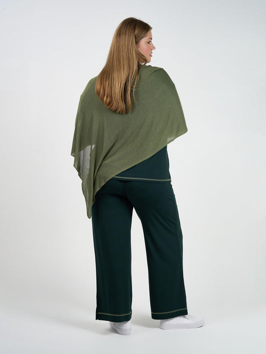 Lou Lou Carrie Cashmere & Bamboo Knit Poncho (Olive)