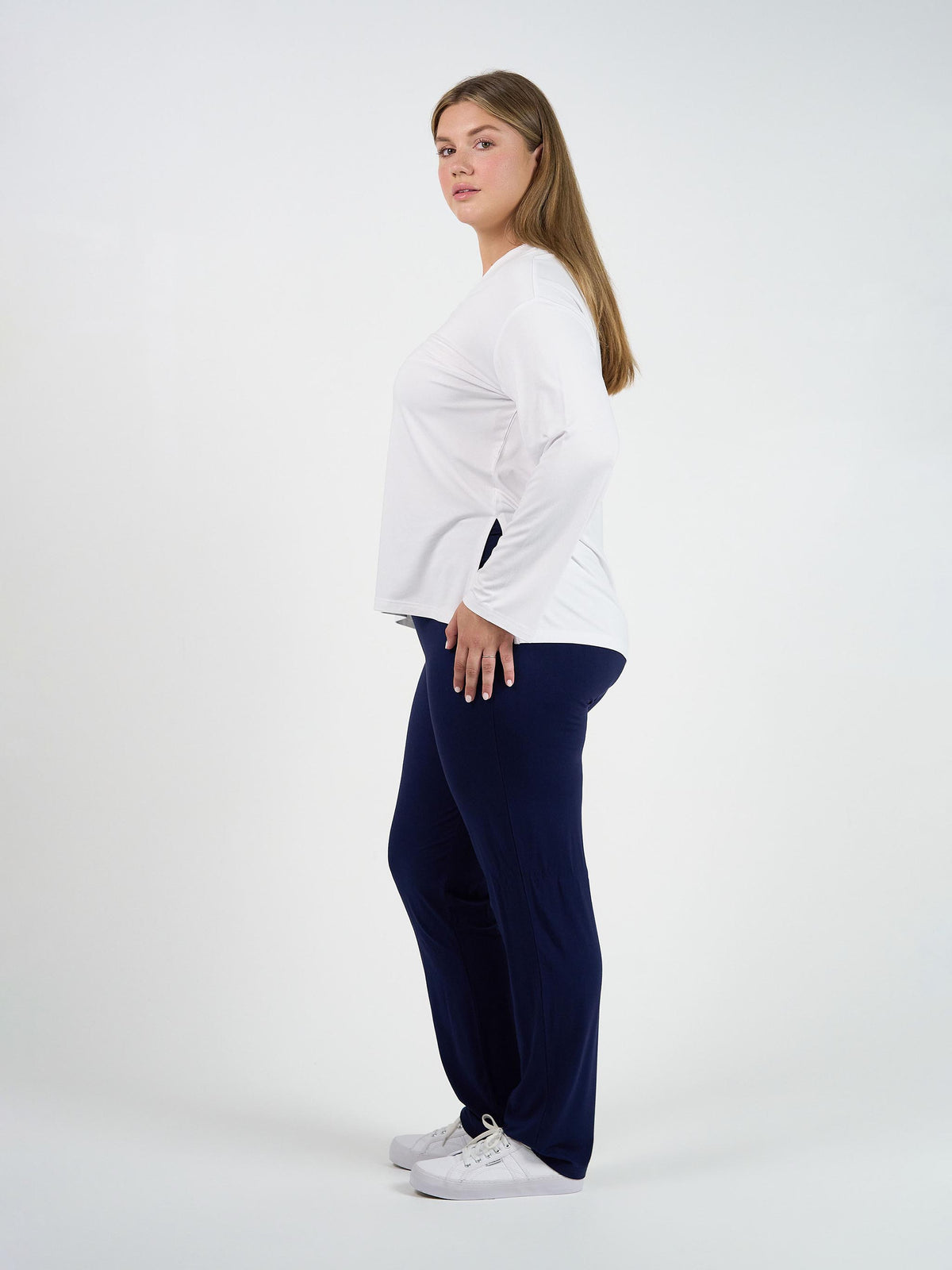 Lou Lou Braxton Bamboo Long Sleeve Top (White)