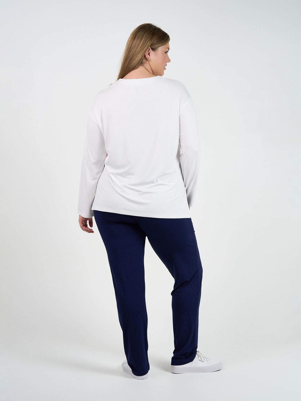 Lou Lou Braxton Bamboo Long Sleeve Top (White)
