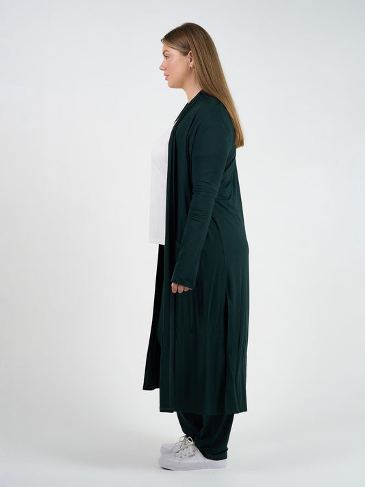 Lou Lou Bamboo Longline Pocket Cardigan (Dark Green)