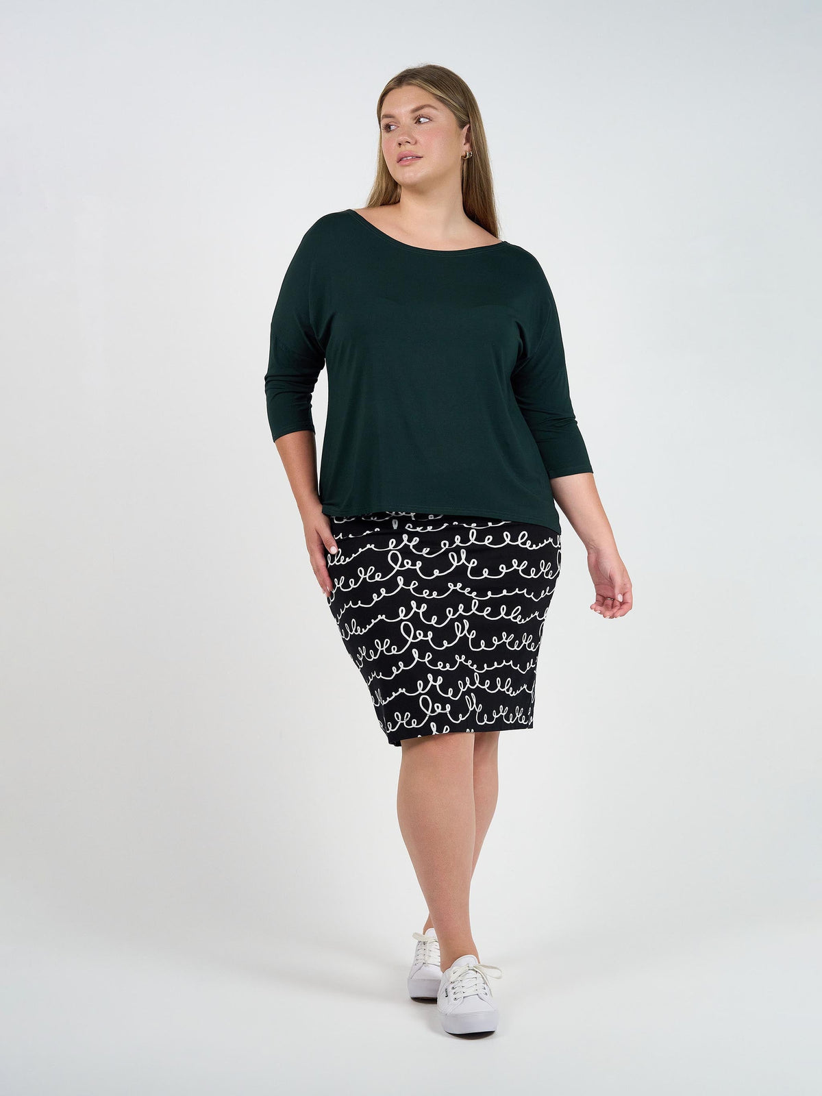 Lou Lou Midi Bamboo Whitney Tube Skirt Print (Squiggle)