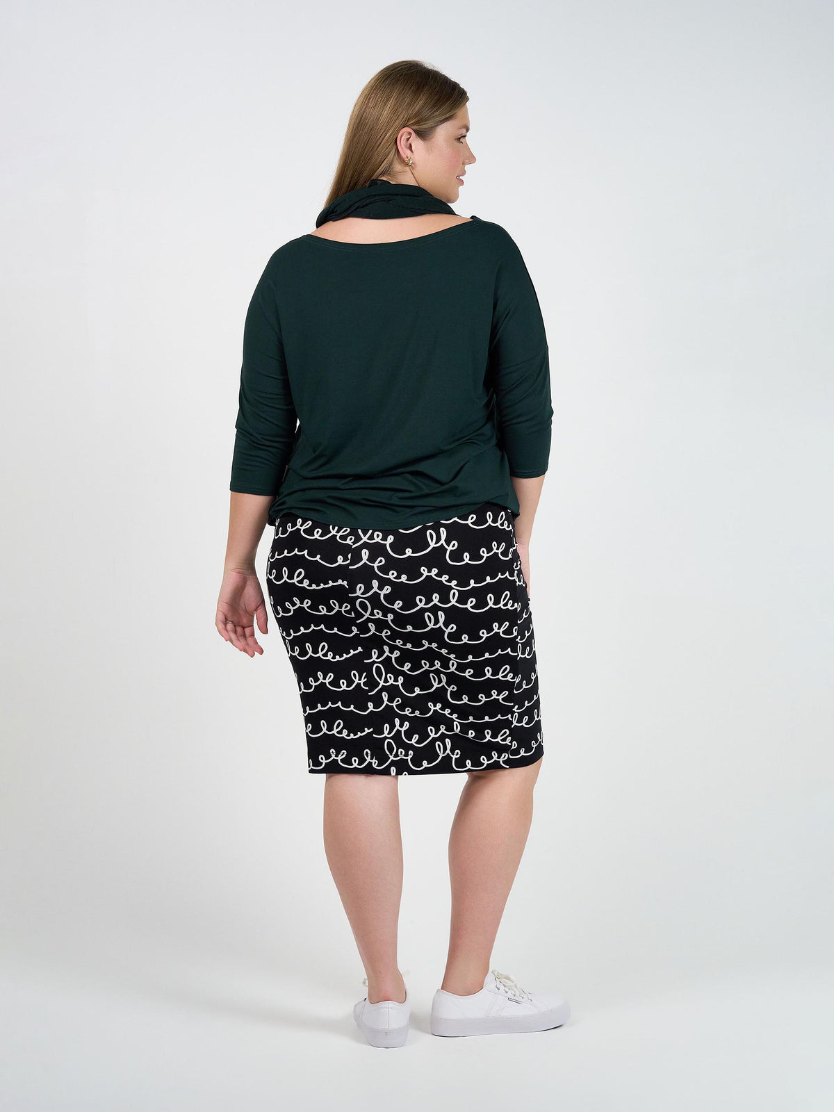Lou Lou Midi Bamboo Whitney Tube Skirt Print (Squiggle)