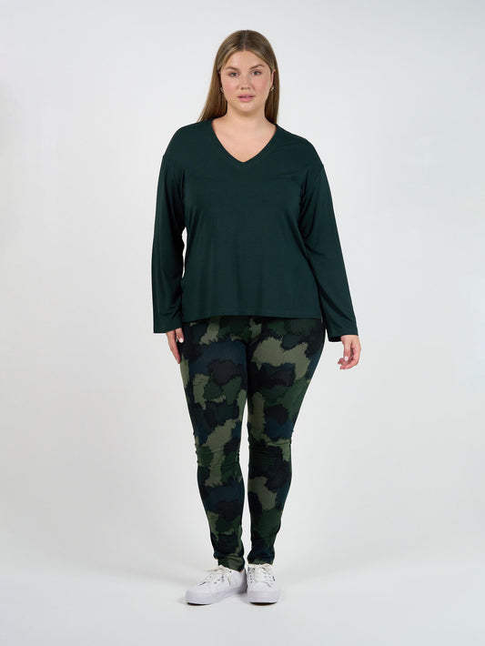 Lou Lou Braxton Bamboo Long Sleeve Top (Dark Green)