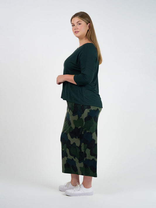 Lou Lou Camila 3/4 Sleeve Bamboo Top (Dark Green)