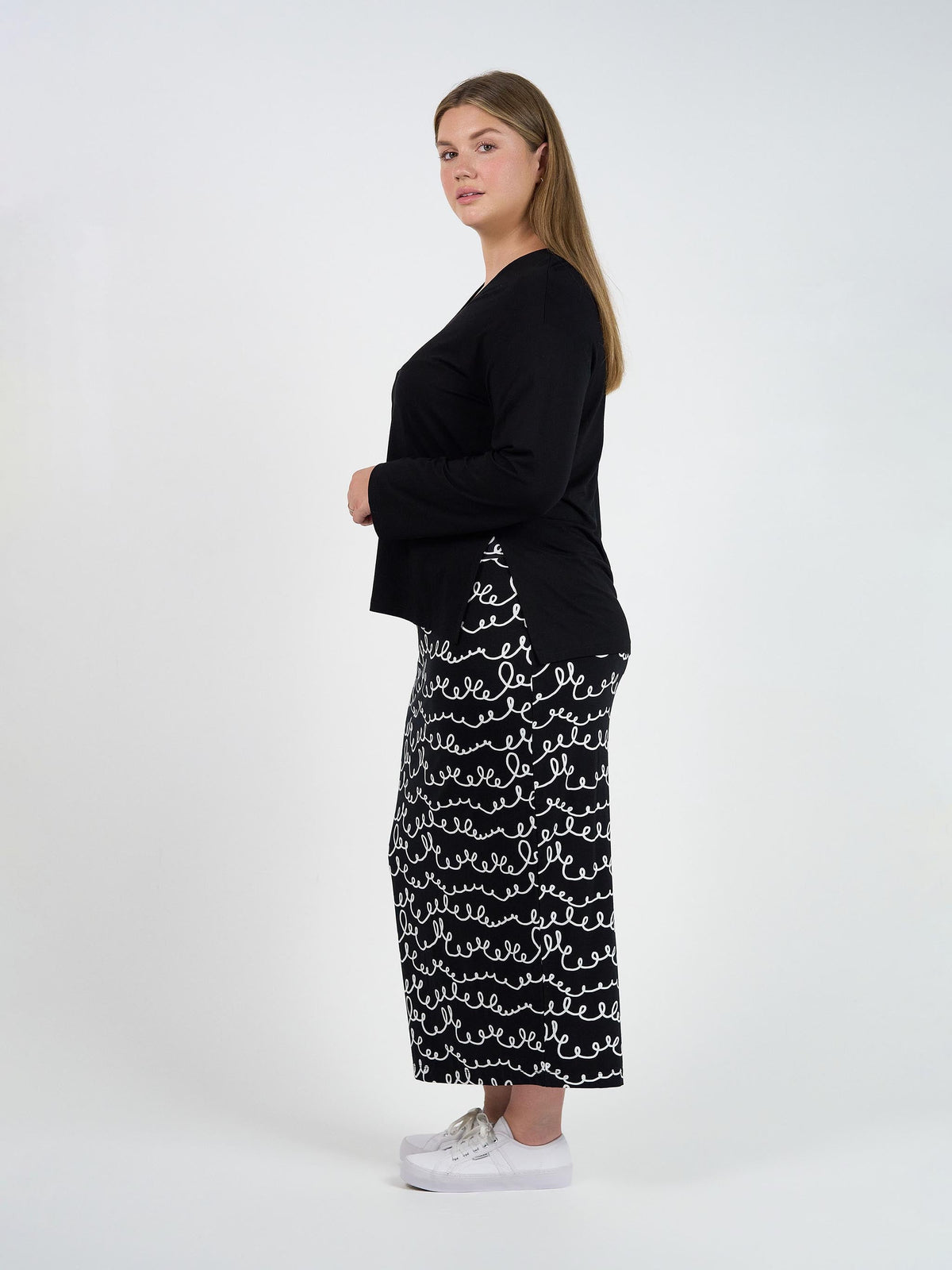 Lou Lou Braxton Bamboo Long Sleeve Top (Black)