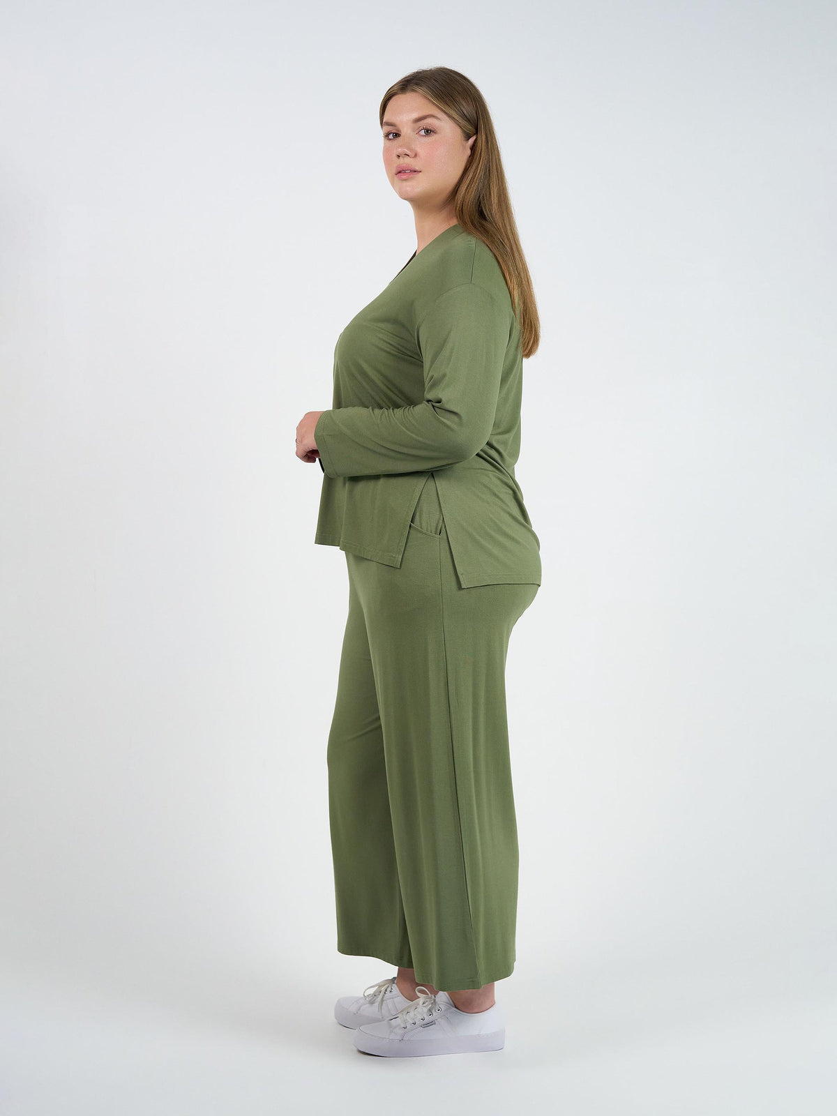 Lou Lou Braxton Bamboo Long Sleeve Top (Olive)