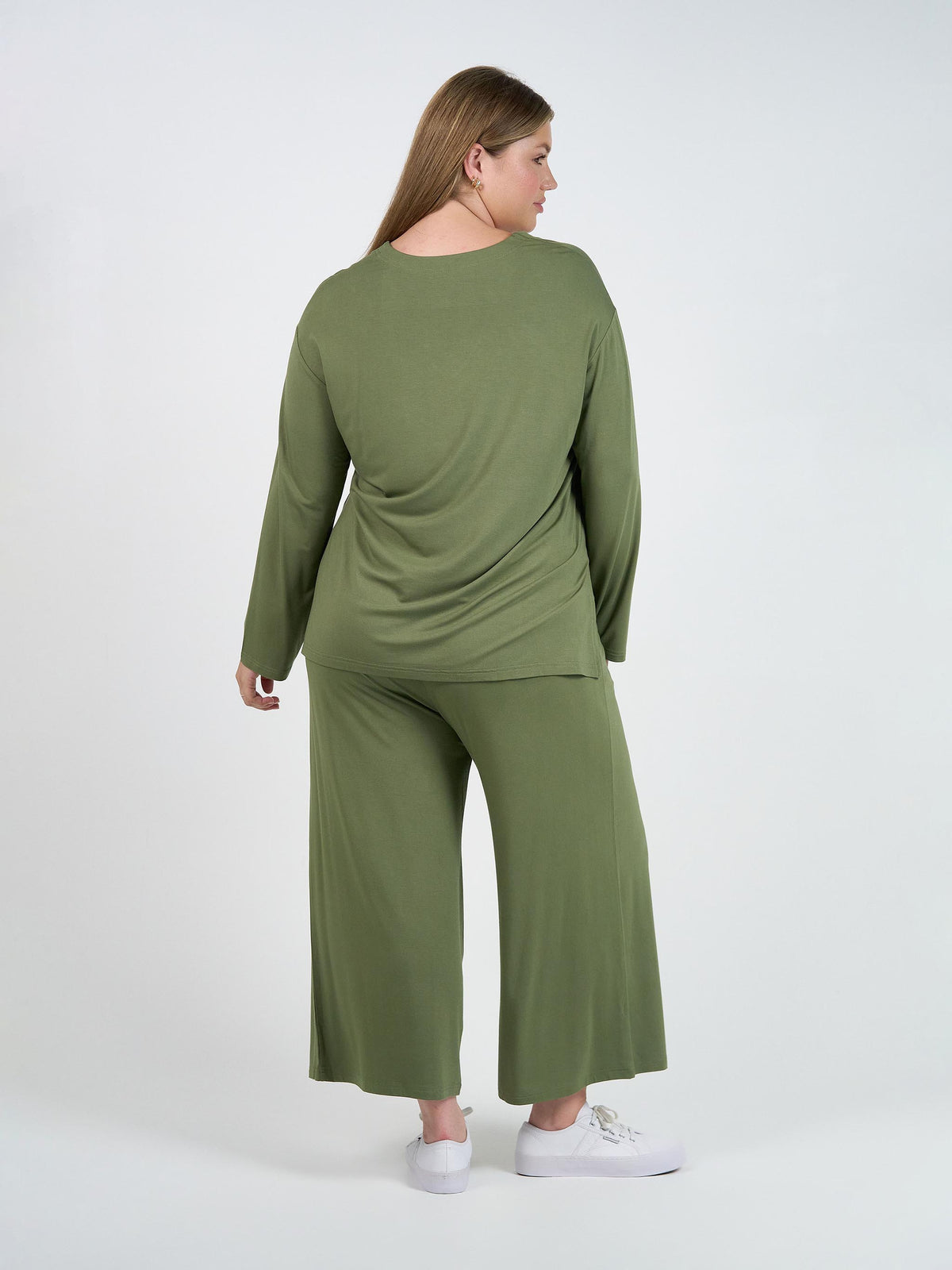 Lou Lou Braxton Bamboo Long Sleeve Top (Olive)