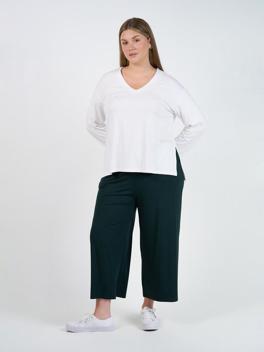Lou Lou Braxton Bamboo Long Sleeve Top (White)