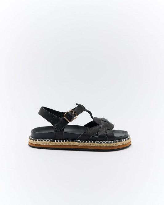 Image of Sandals. Productname: Walnut Melbourne Indigo Leather Sandal in Black colour by brand - Walnut Melbourne