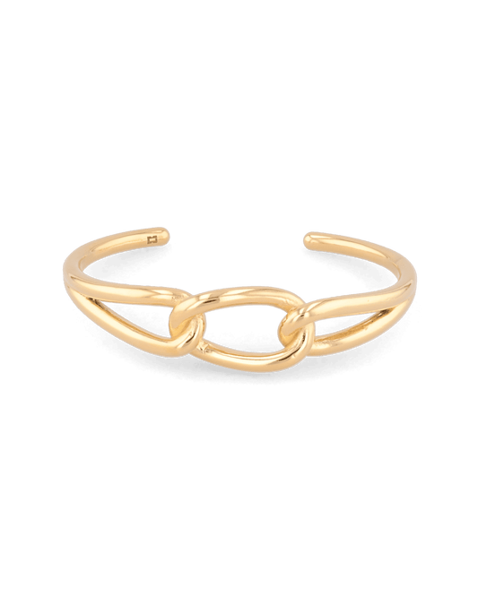 Image of Bracelets. Product name - Infinity Link Gold Cuff Bracelet in colour by brand - LAVANA