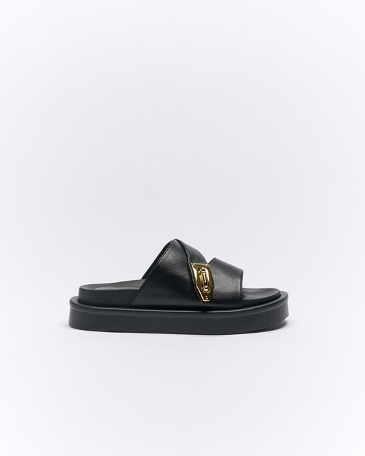 Image of Slippers. Productname: Walnut Melbourne Irina Slide in Black colour by brand - Walnut Melbourne