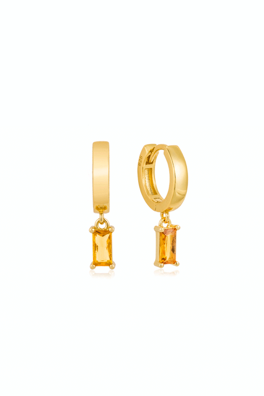 Image of Earrings. Productname: Jewel Citizen | Isla Citrine Hoop Earring in Gold colour by brand - Jewellery