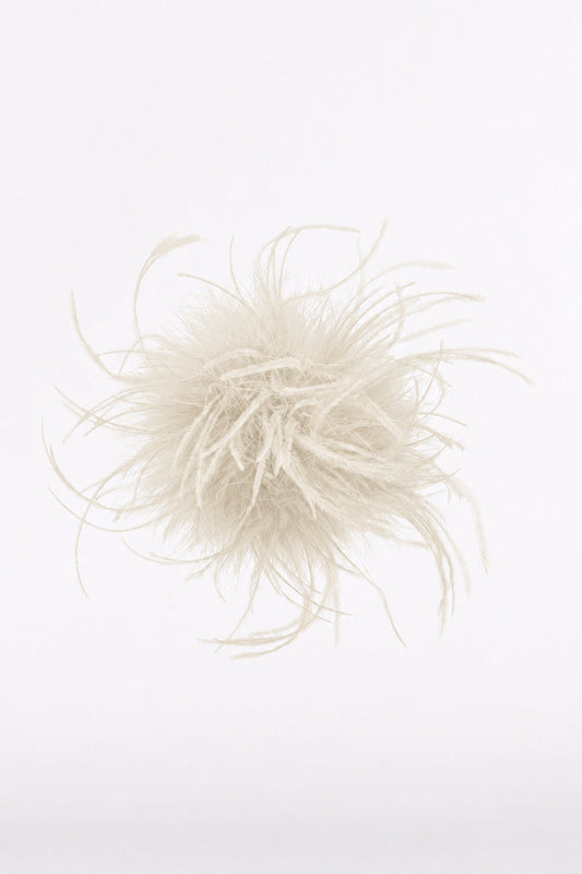 Image of Accessories. Product name - Ivory Feather Brooch in Ivory colour by brand - Carla Zampatti