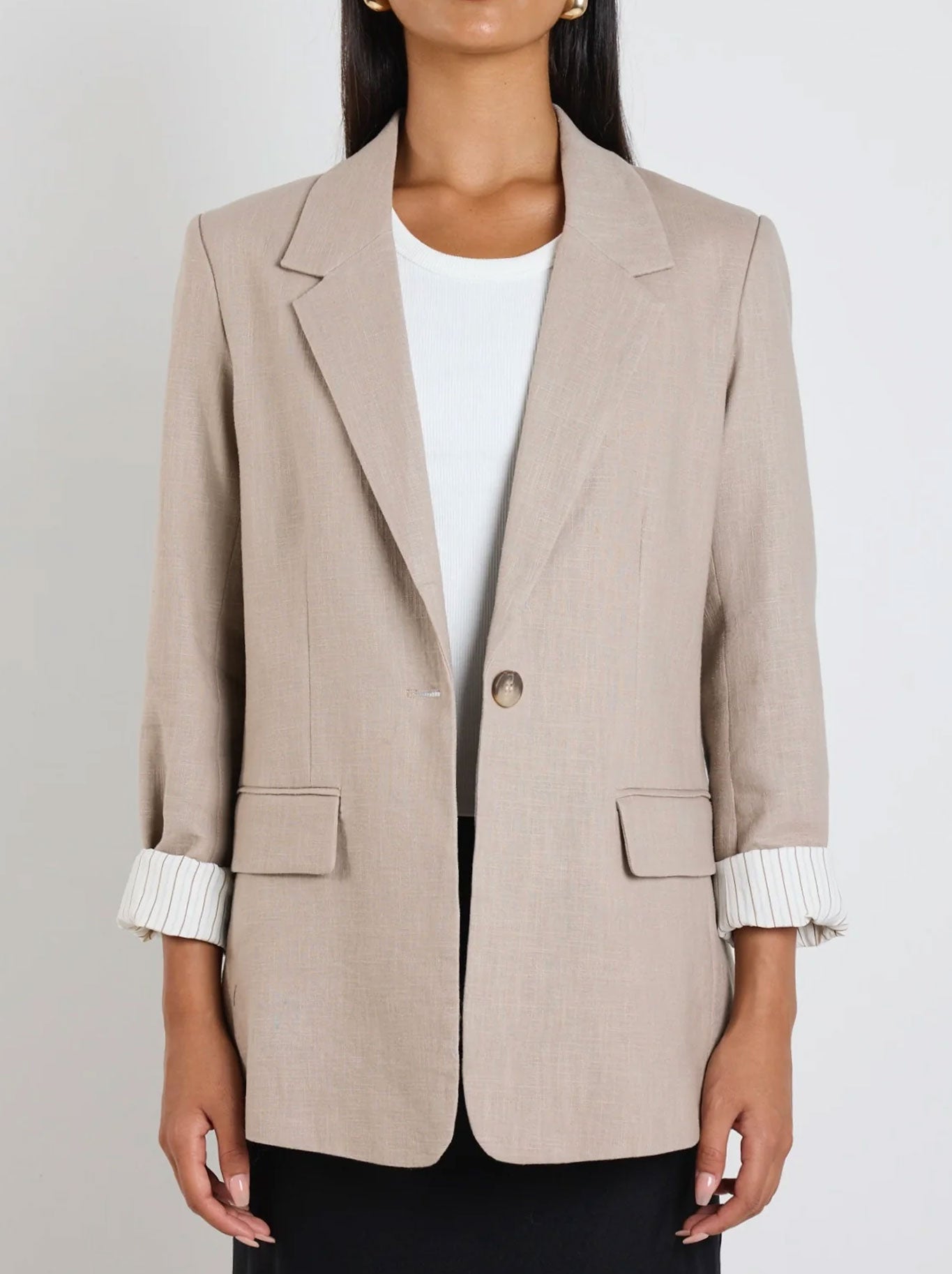 Image of Coats & Jackets. Product name - IVY & JACK DOCK RAMIE BLAZER in Khaki colour by brand - Ivy & Jack