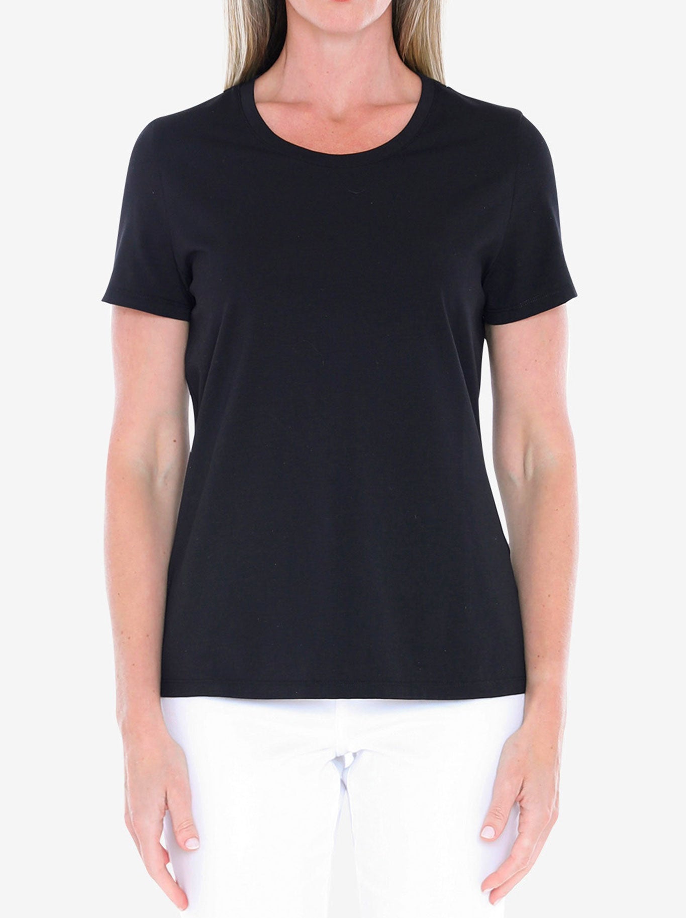 Image of a model wearing Tops. Product name - Jump Core Short Sleeve Tee in Black colour by brand - Jump