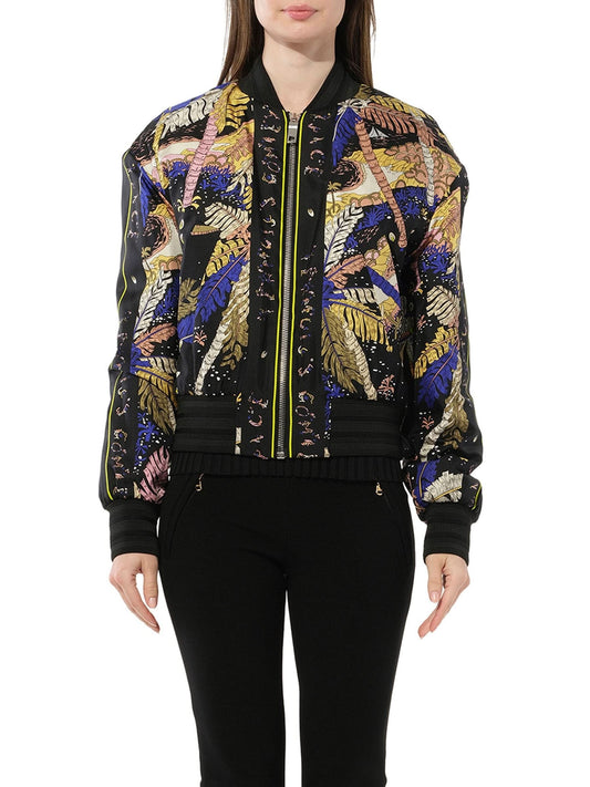 Image of a model wearing Outerwear. Productname: PUCCI Print Jacket in Black colour by brand - PUCCI