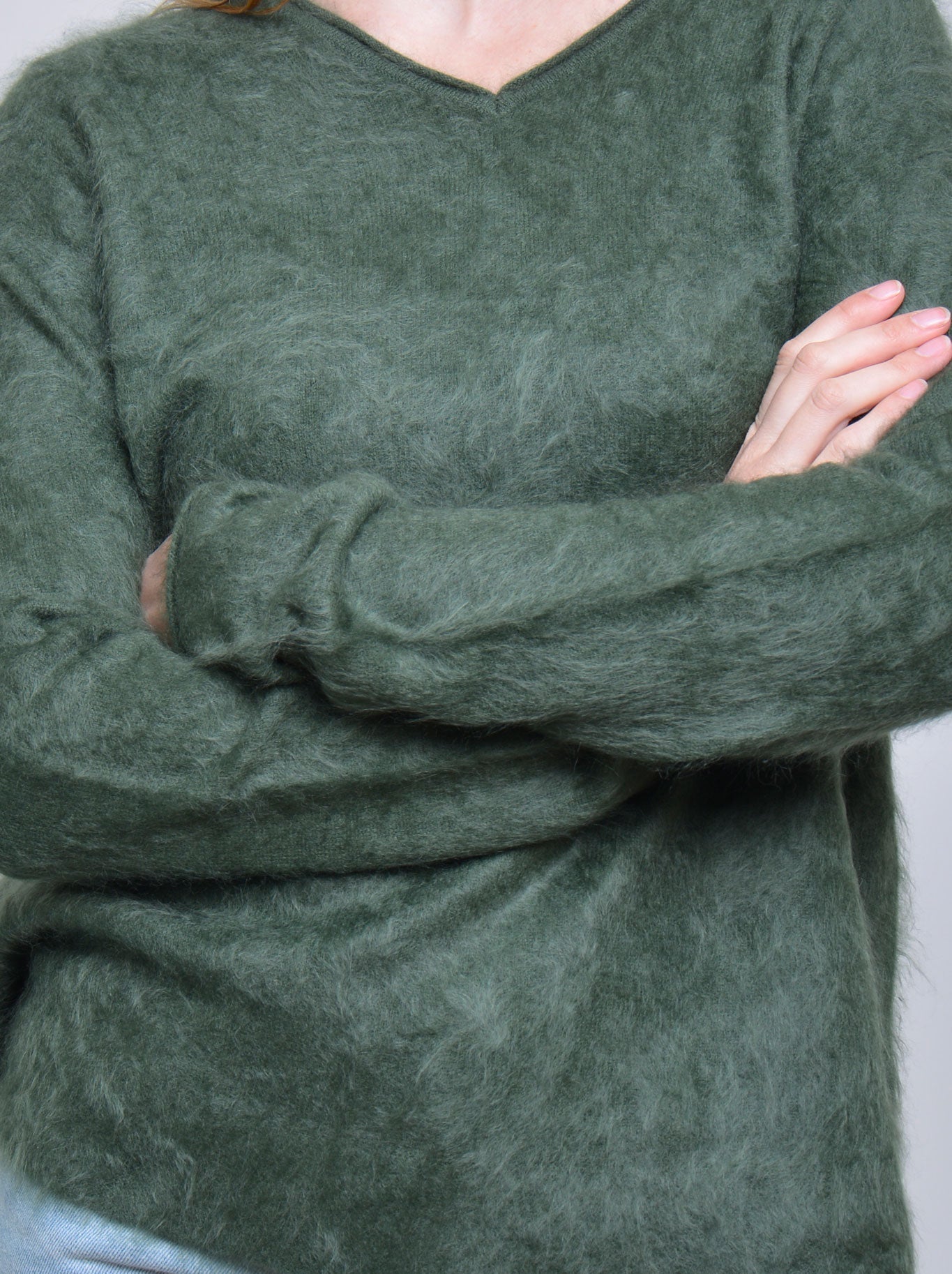 James Melbourne Brushed Cashmere Knit (Jungle)