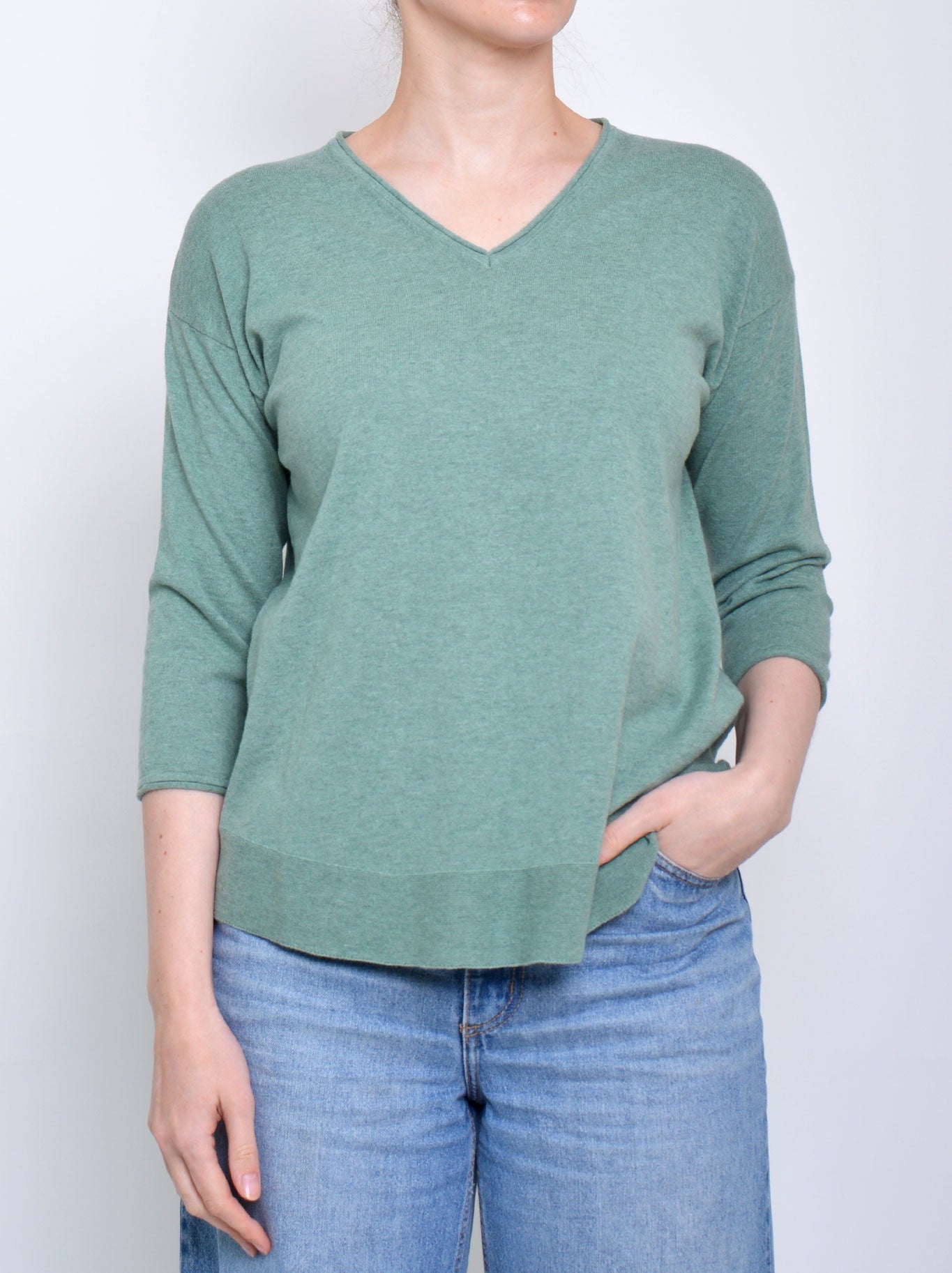 JAMES MELBOURNE VEE NECK 3/4 SLEEVE KNIT (Orange)