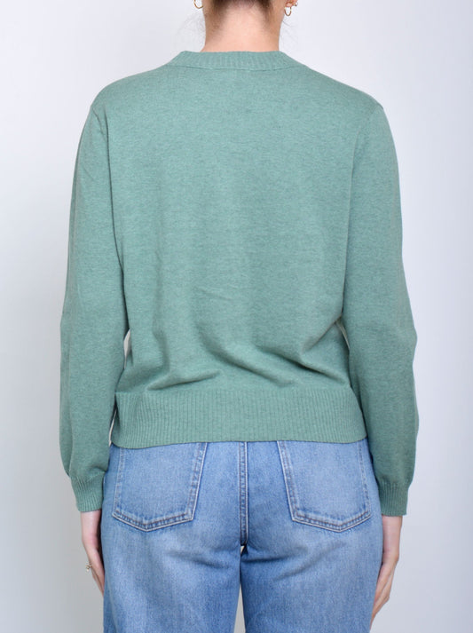 JAMES MELBOURNE VEE BUTTON CARDI (Green)