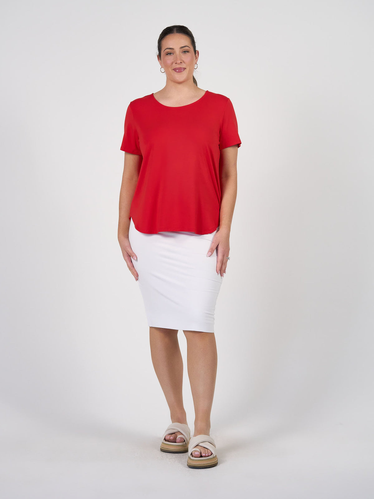 Lou Lou Janis Short Sleeve Bamboo T-Shirt (Fiery Red)