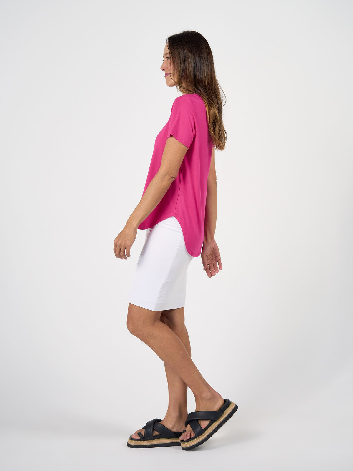 Lou Lou Janis Short Sleeve Bamboo T-Shirt (Fuschia)