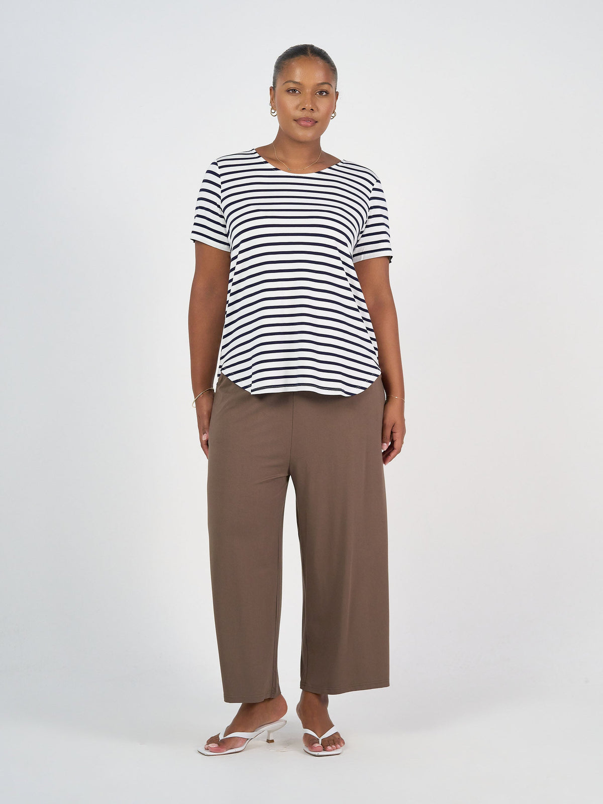 Lou Lou Janis Short Sleeve Bamboo T-Shirt (Navy & White Stripe)