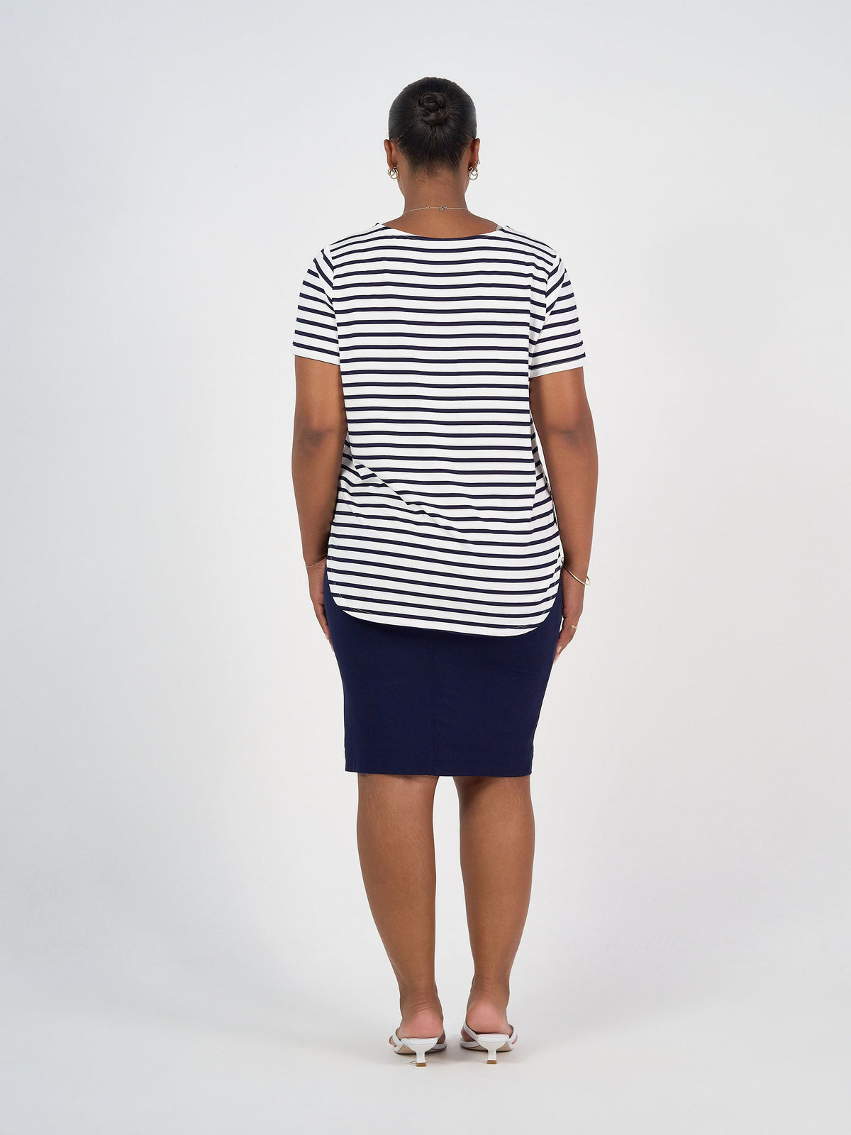 Lou Lou Janis Short Sleeve Bamboo T-Shirt (Navy & White Stripe)
