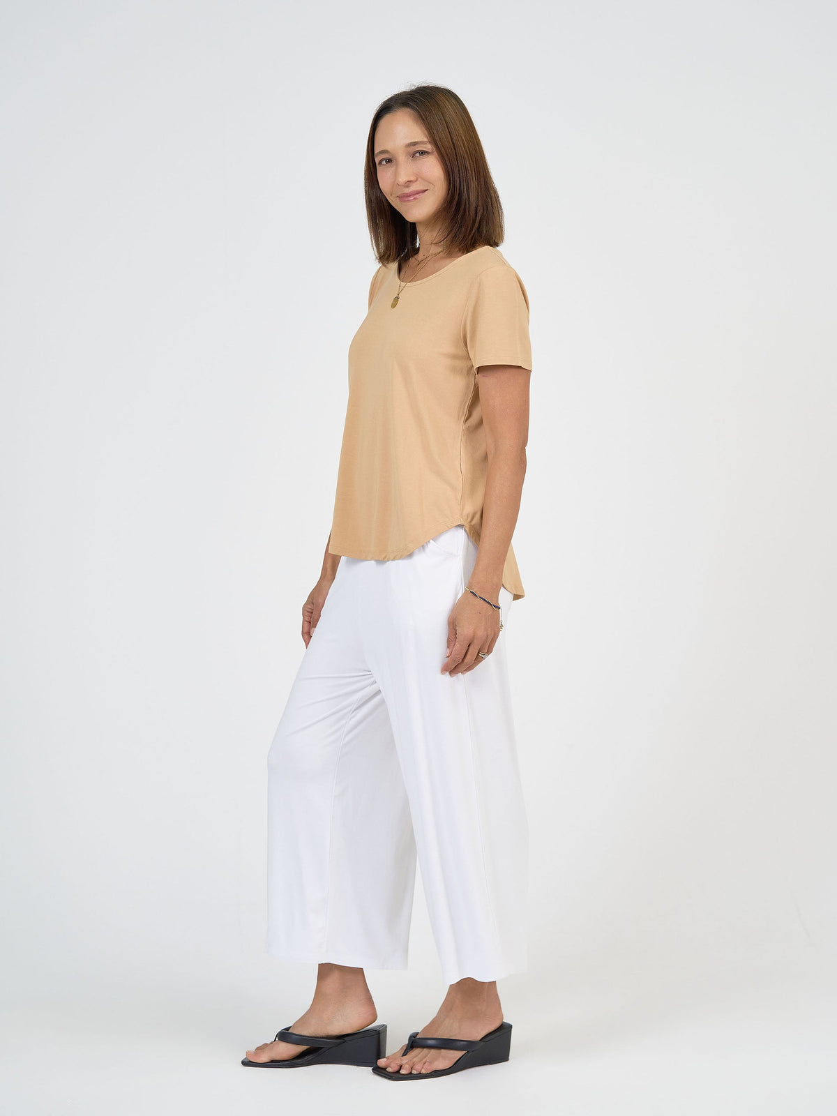Lou Lou Janis Short Sleeve Bamboo T-Shirt (Tan)