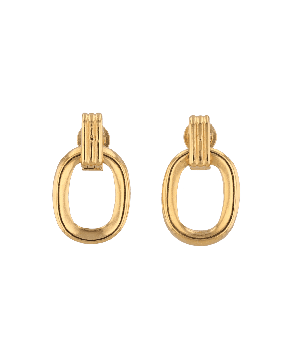 Image of Earrings. Product name - Jojo Gold Oblong Earrings in colour by brand - LAVANA