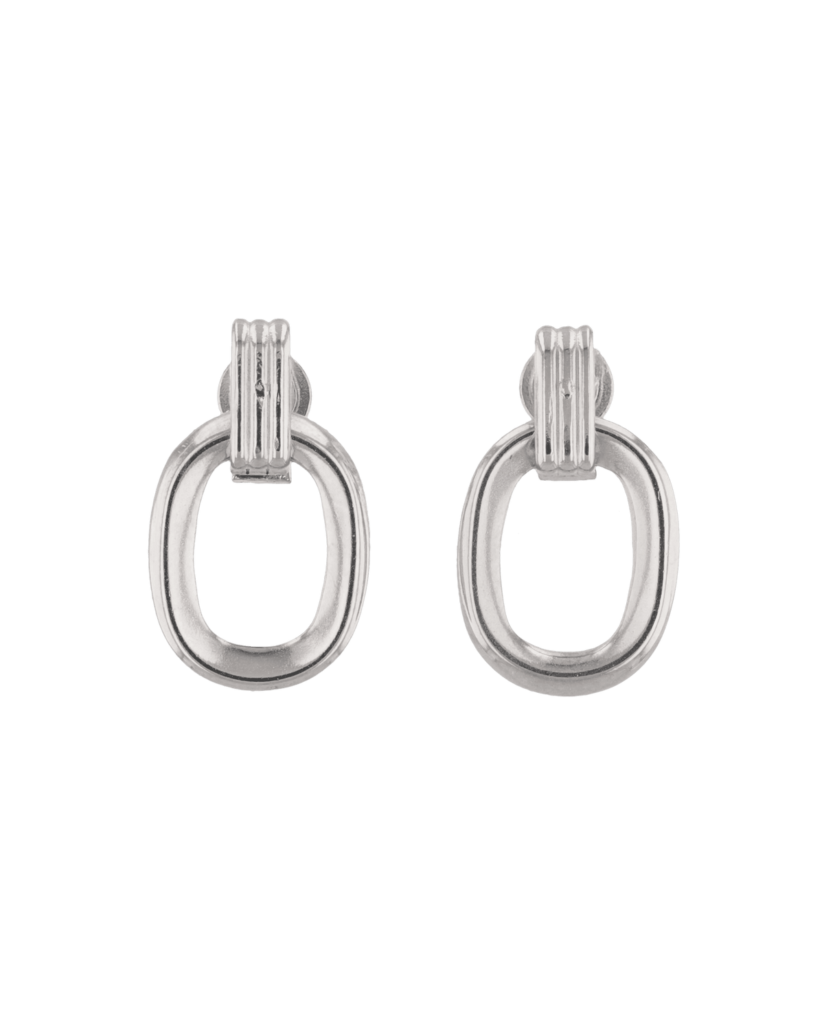 Image of Earrings. Product name - Jojo Silver Oblong Earrings in colour by brand - LAVANA
