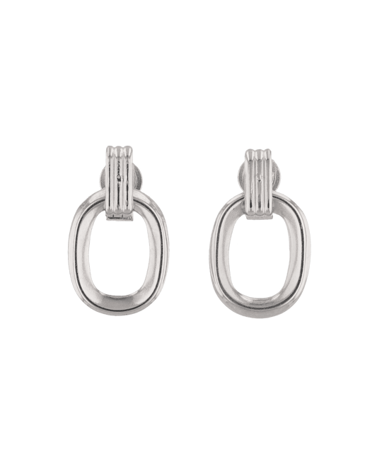 Image of Earrings. Product name - Jojo Silver Oblong Earrings in colour by brand - LAVANA