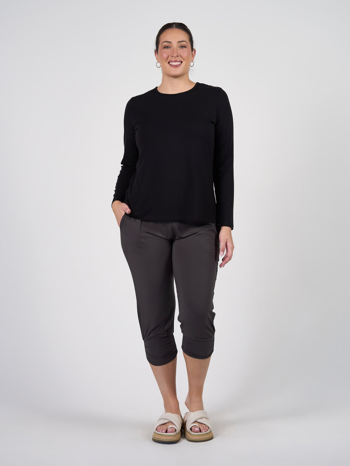 Lou Lou Jones Long Sleeve Fitted Bamboo Top (Black)