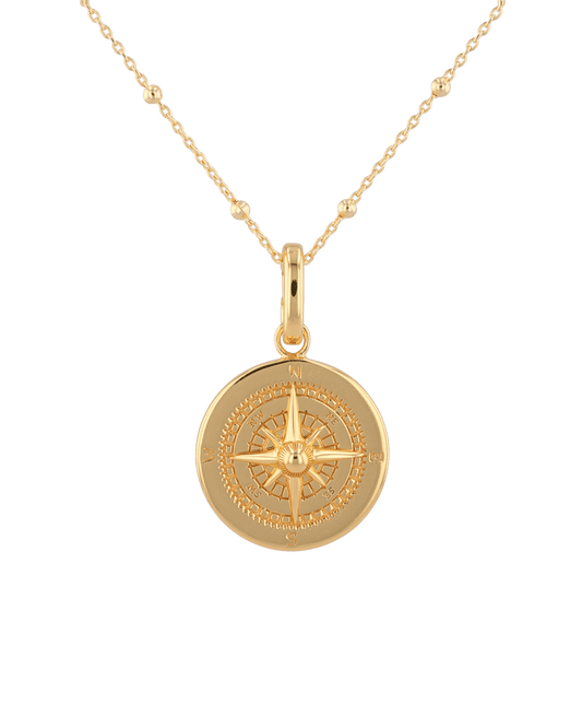 Image of Charms. Product name - Journey Compass Gold Pendant in colour by brand - LAVANA