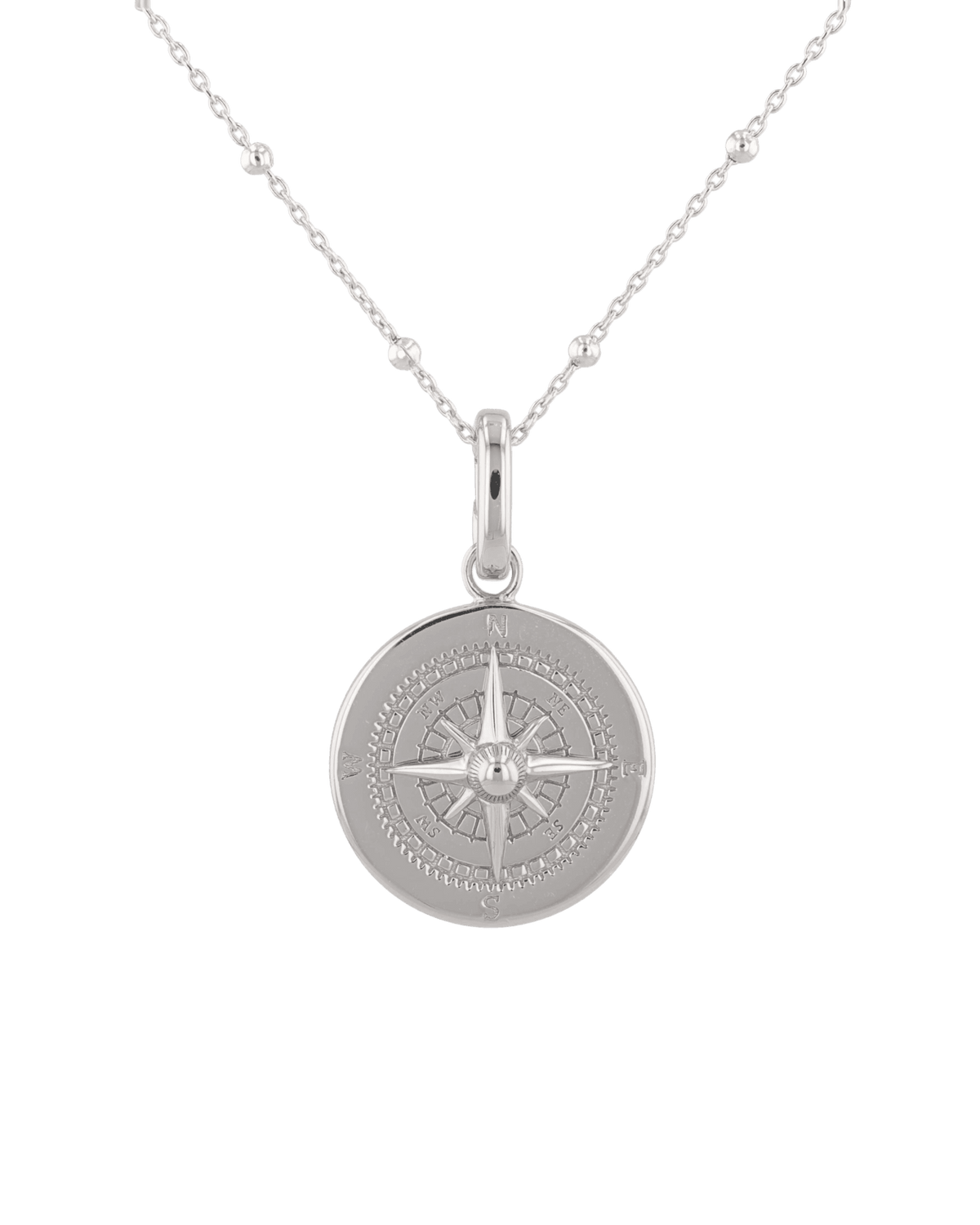 Image of Charms. Product name - Journey Compass Silver Pendant in colour by brand - LAVANA