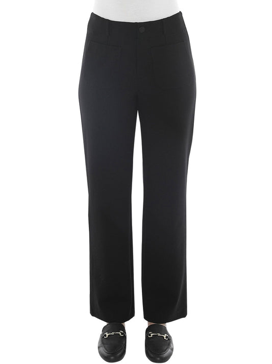 Image of a model wearing Pants. Productname: FRONT POCKET PONTI PANT in Black colour by brand - Jump