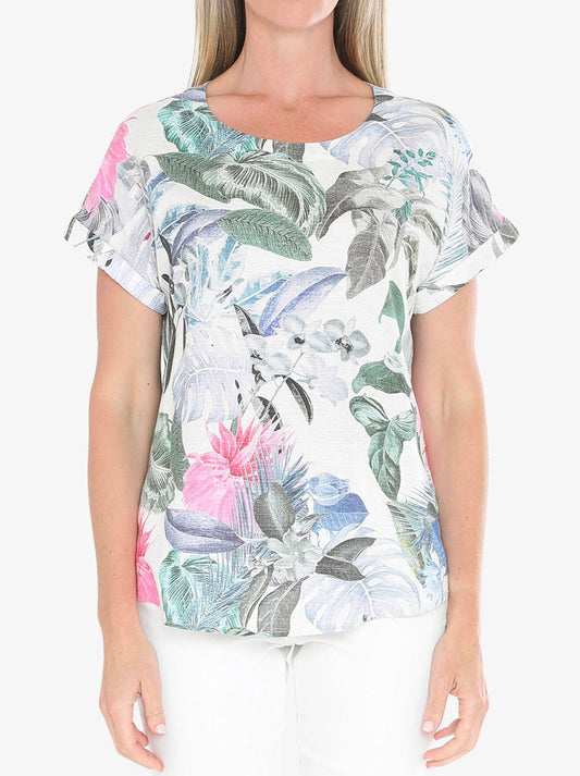Image of a model wearing Tops. Productname: JUMP DUSK JUNGLE TOP in Multi colour by brand - Jump
