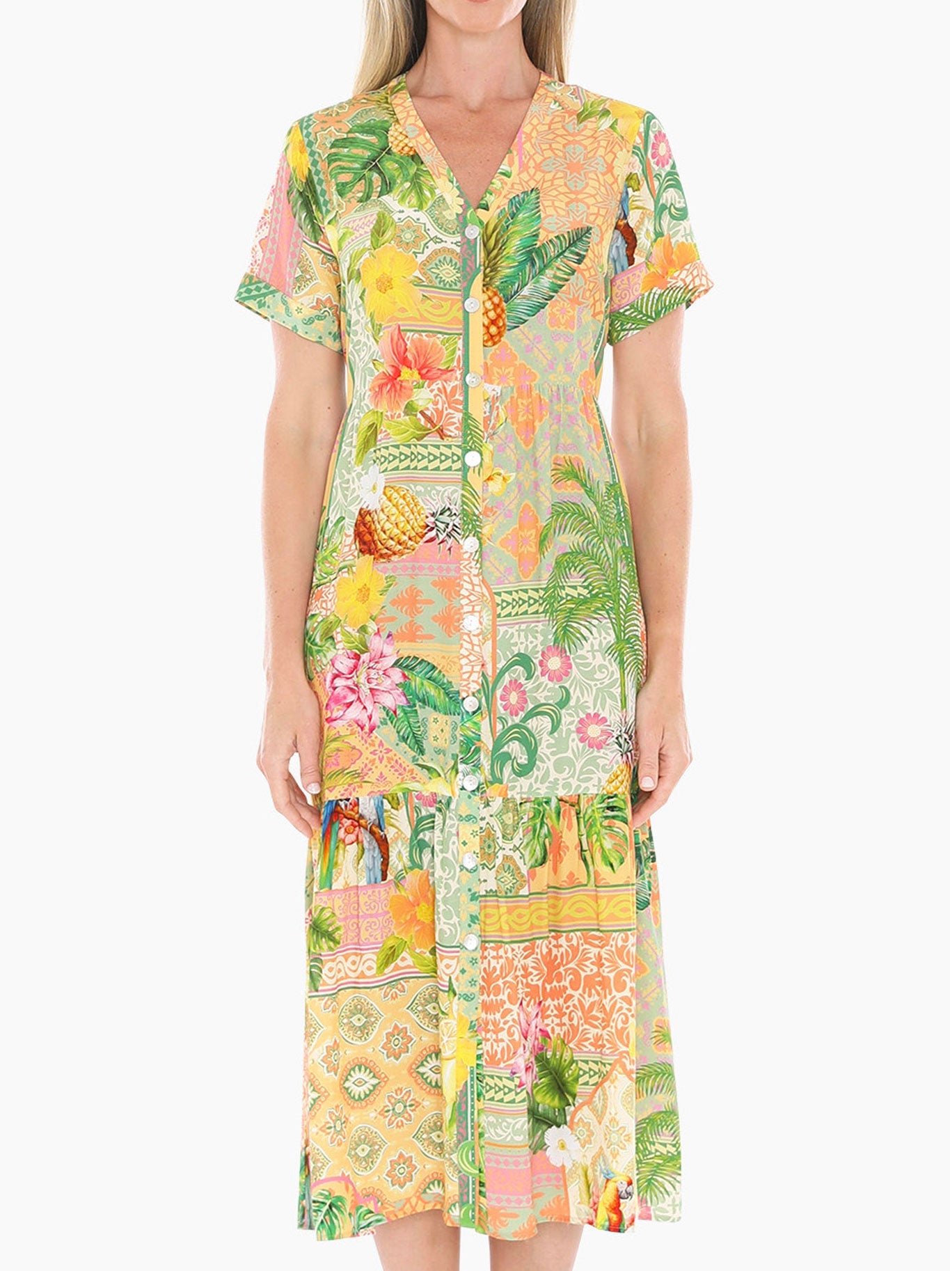 Image of Dresses. Productname: Jump Pina Colada Tiered Dress in Multi colour by brand - Jump
