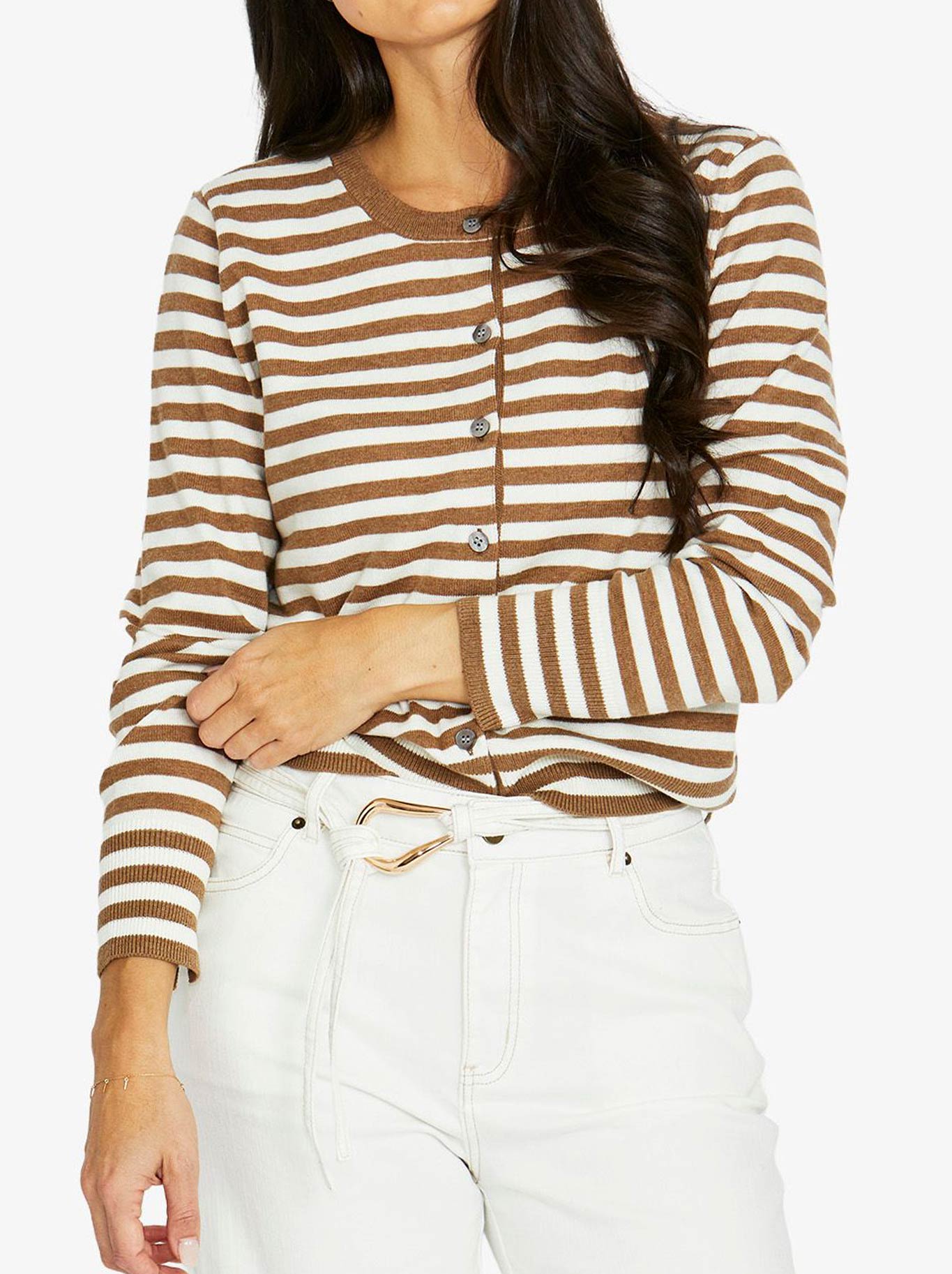 JUMP MONO STRIPE CARDI (Black/Barley)