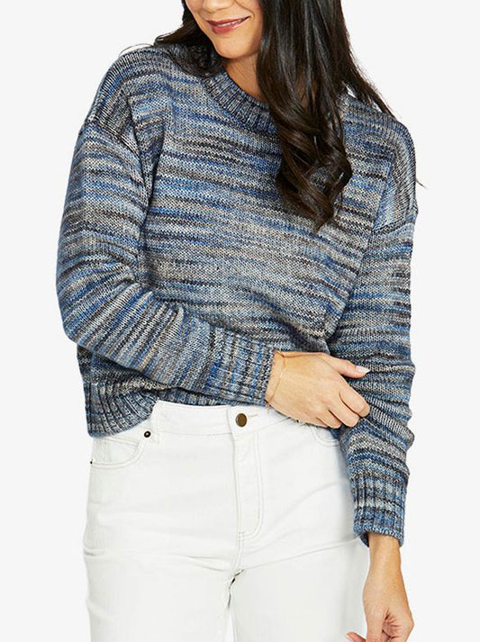 Image of a model wearing Outerwear. Productname: Jump Colour Mix Pullover in Blue Mix colour by brand - Jump