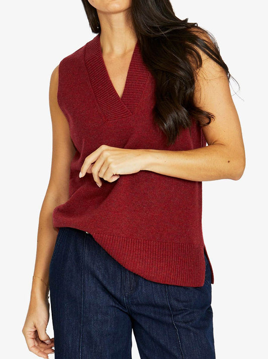 Image of Coats & Jackets. Productname: Jump V Neck Vest in Merlot colour by brand - Jump