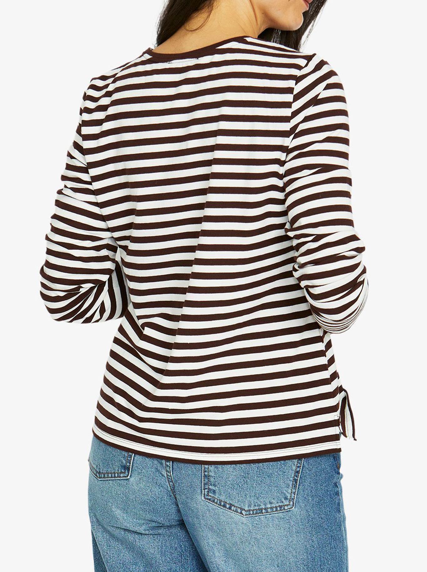 JUMP STRIPE CREW LONG SLEEVE TEE (Choclate/Ivory)