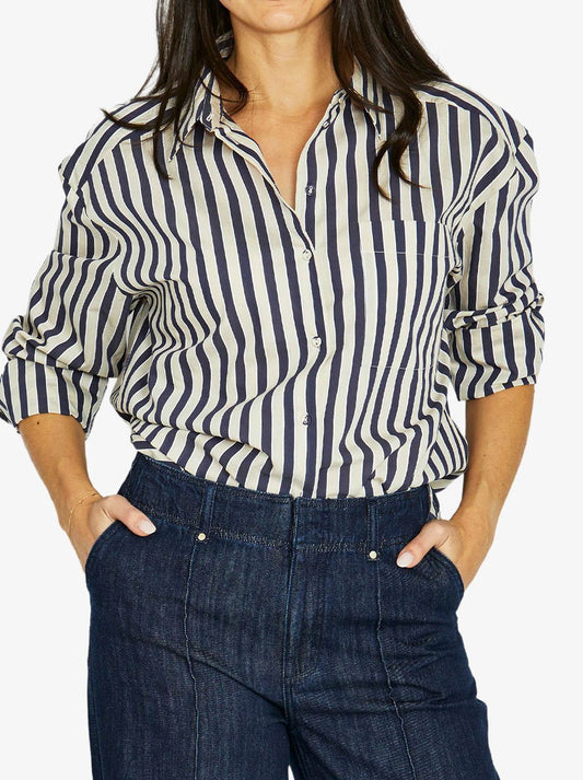 Image of Shirts. Product name - JUMP RIBBON STRIPE SHIRT in Ink/Barley colour by brand - Jump