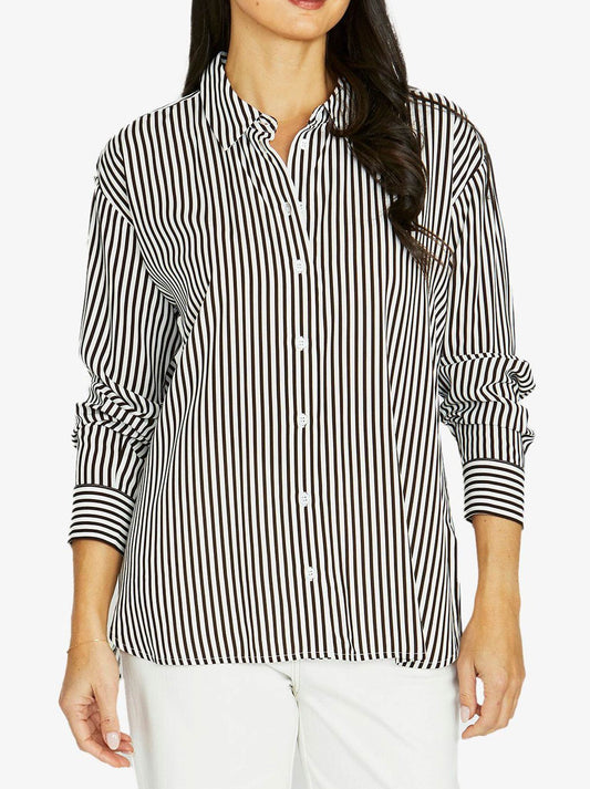 Image of Shirts. Product name - Jump Stripe Shirt in Chocolate colour by brand - Jump