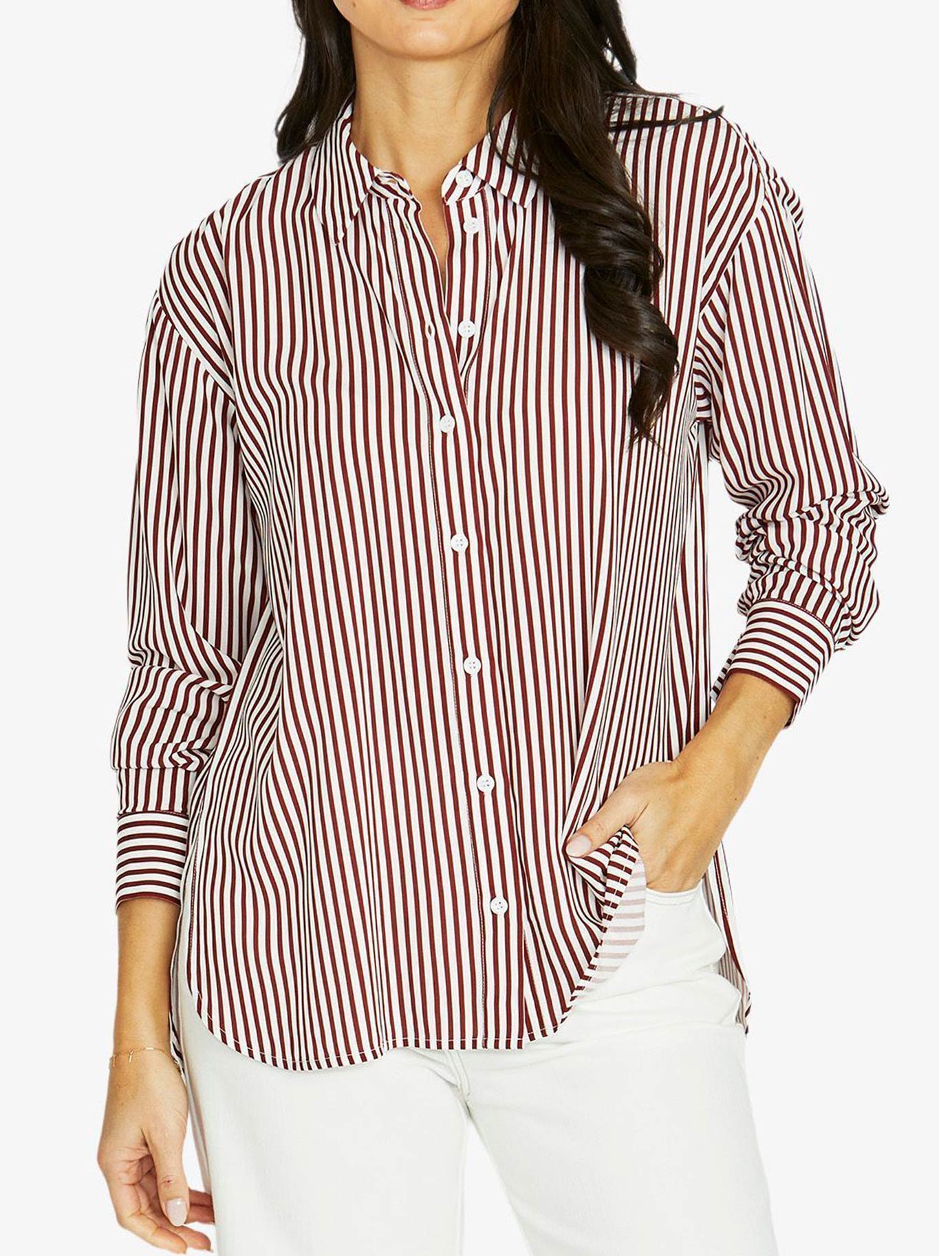 JUMP STRIPE SHIRT (Merlot)