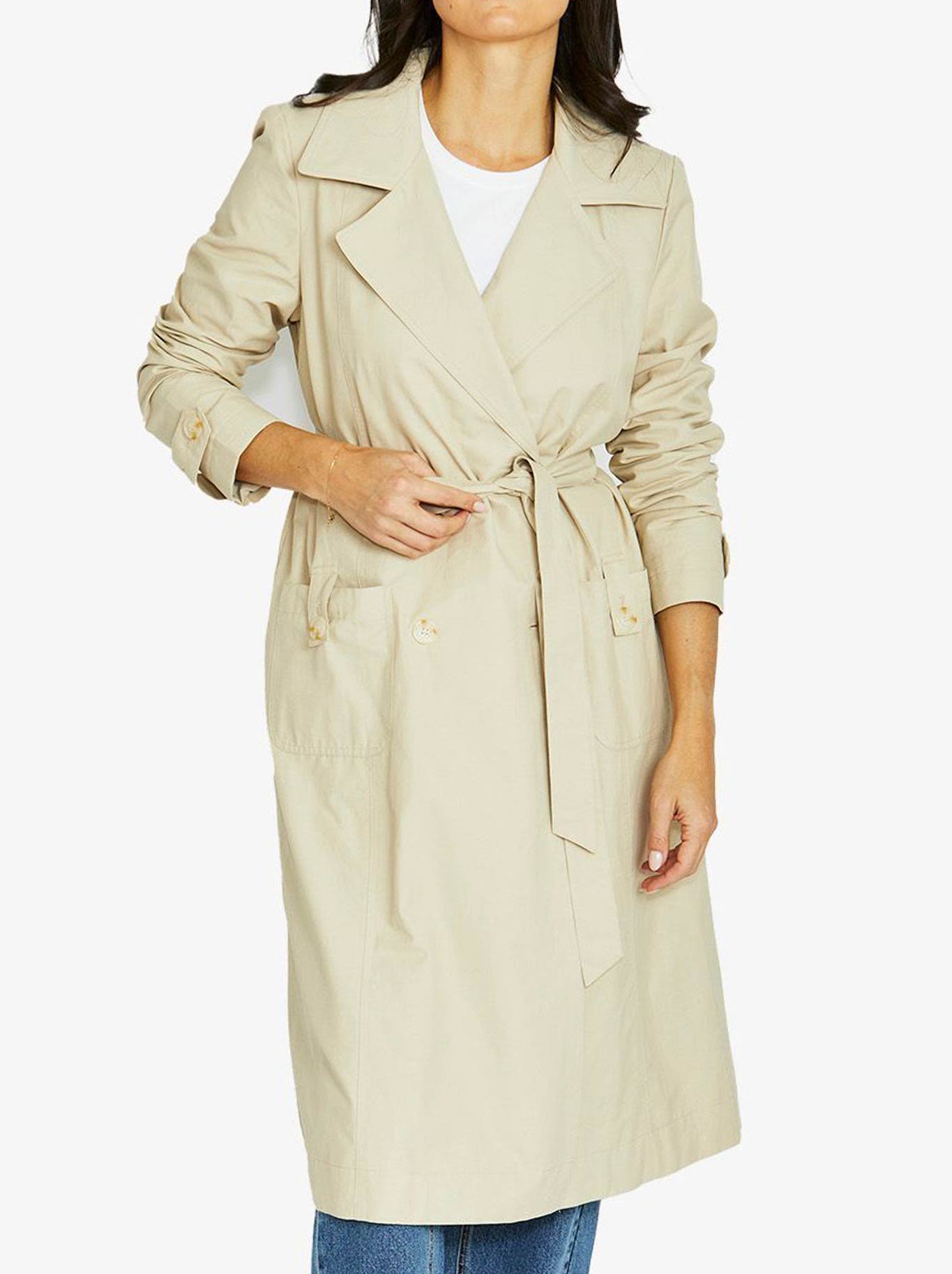 Image of Coats & Jackets. Productname: Jump Gather Back Trench in Barley colour by brand - Jump