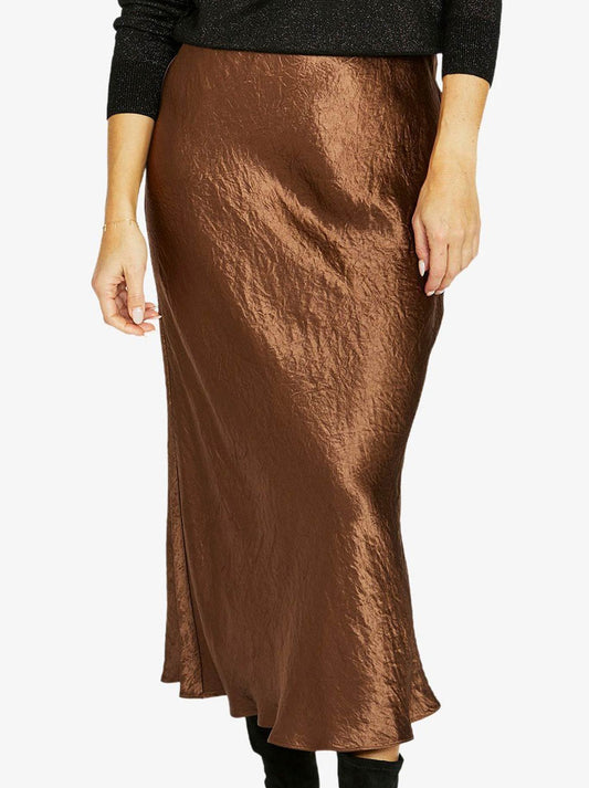 Image of a model wearing Skirts. Productname: Jump Crinkle Slip Skirt in Chestnut colour by brand - Jump